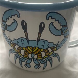 Two Blue Crab Enamel Mugs Set